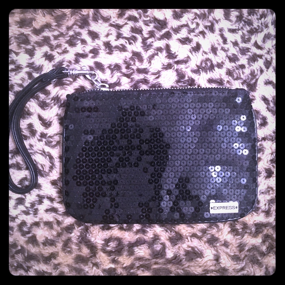 Express black sequence wristlet